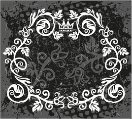 Decorative black and white frame with crown