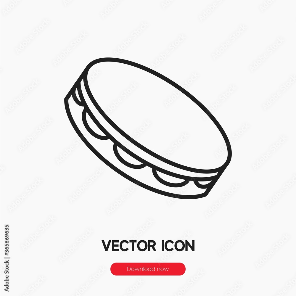 Poster tambourine icon vector. linear style sign for mobile concept and web design. tambourine symbol illus