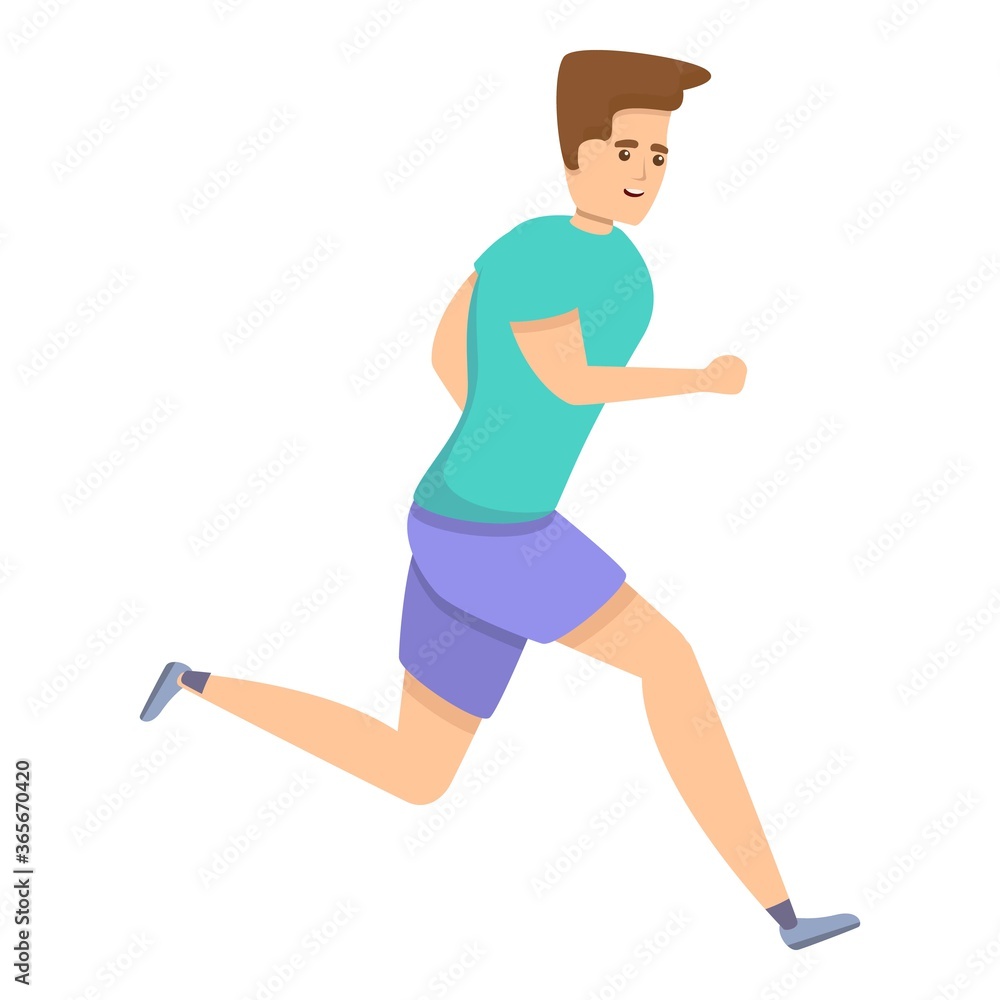 Poster running boy icon. cartoon of running boy vector icon for web design isolated on white background