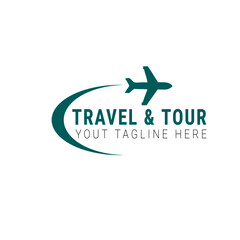 airplane logo template with  tour and travel symbols and logo design.