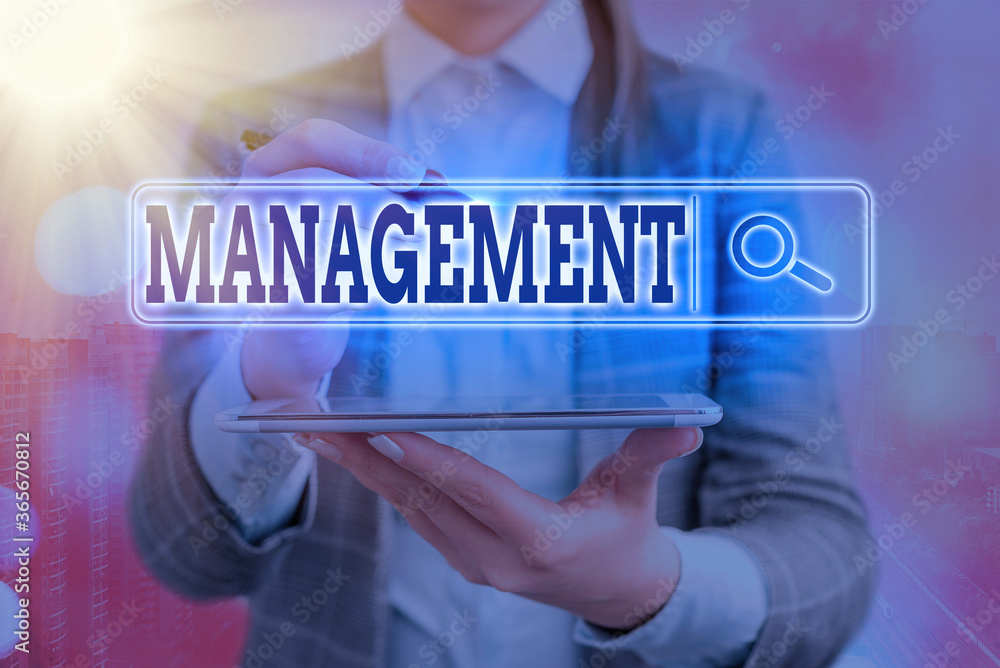 Poster writing note showing management. business concept for the authoritative act of directing or controll