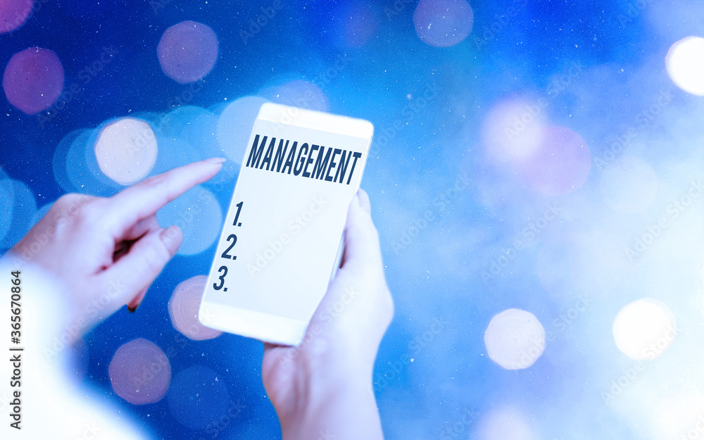 Aufkleber conceptual hand writing showing management. concept meaning the authoritative act of directing or co