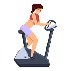 Stationary exercise bike icon. Cartoon of stationary exercise bike vector icon for web design isolated on white background