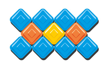 Plastic color cubes texture, up view. Vector illustration.