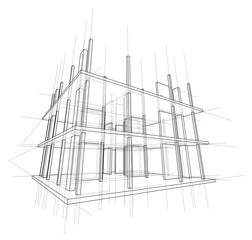 Drawing of a house under construction