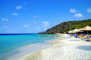 tropical beach with blue sky