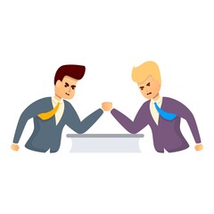 Office worker arm wrestling icon. Cartoon of office worker arm wrestling vector icon for web design isolated on white background