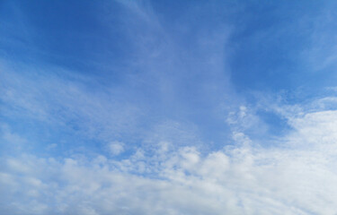 Cirrocumulus white clouds in the blue sky natural background beautiful nature space for write