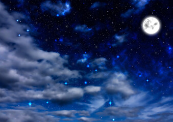 Obraz na płótnie Canvas 満月と幻想的な星空　03