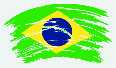 Fototapeta premium Flag of Brazil in grunge style.
