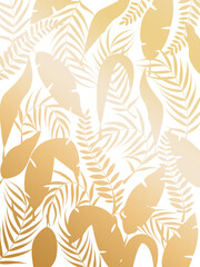 Gold leaf pattern on white background. Golden leaf texture