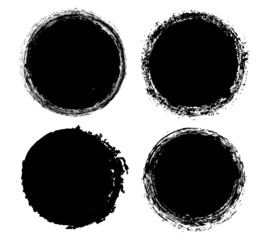 Set of black grunge round frames,banners.