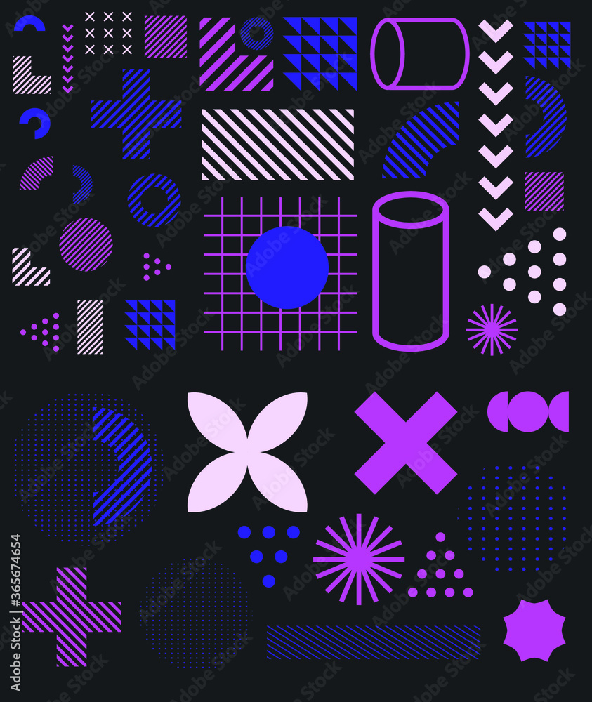 Aufkleber minimal artwork with shapes and figures. neo-memphis mid century modern composition of simple bold f