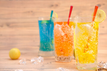 Cocktail on the table background  and space for text