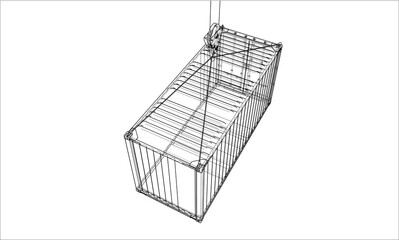 Cargo container. Wire-frame style
