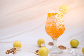 Cocktail on the table background  and space for text