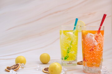 Cocktail on the table background  and space for text