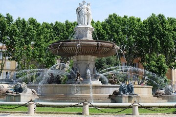 The Fontaine de la Rotonde fountain in Aix en Provence, France
