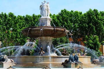 The Fontaine de la Rotonde fountain in Aix en Provence, France