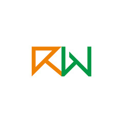 letter rw colorful arrow geometric line simple design logo vector