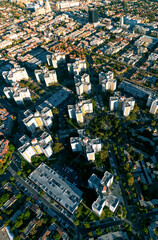 Fototapeta premium Aerial view of buildings on near Westwood, Los Angeles, CA