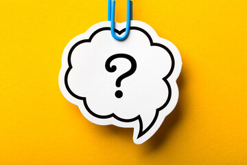 Question Mark Speech Bubble Isolated On Yellow Background