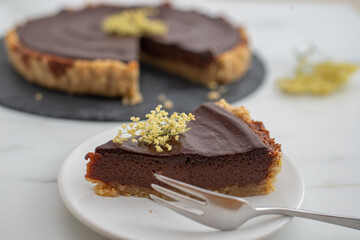 sweet home made chocolate elderflower cake