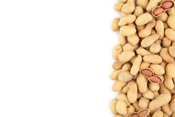 Dried peanuts isolated on white background, cutout