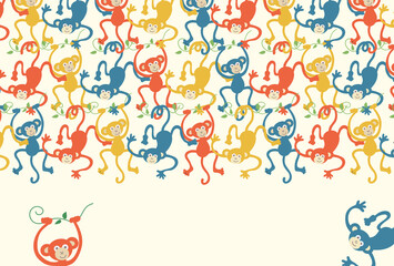 Monkey banner with empty space for text. Flat design
