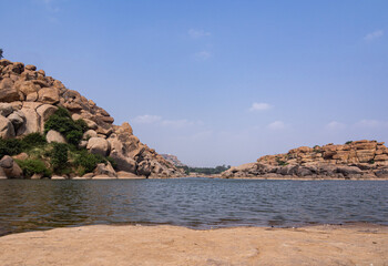 The beautiful Tungabhadra river in Hampi,Karnataka, India