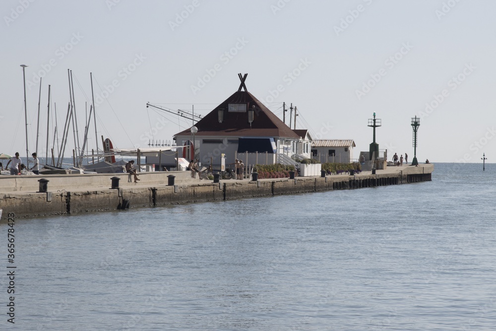 Sticker Boats parked in the port of Cervia, Italy