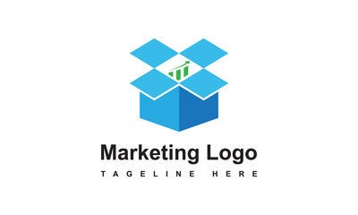 Marketing logo design template with box.
