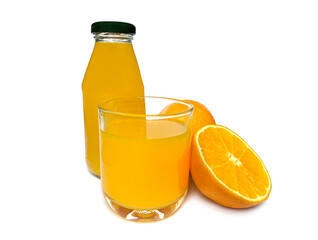 Orange juice in a glass. Organic tropical fruit drink. Healthy diet and clean eating concept.