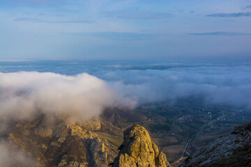 Mountains in the fog