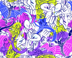 Calla Lily flower seamless pattern in neon colors. Floral feather texture 