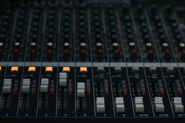Large mixing console close up