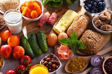 Assorted organic food products on the table