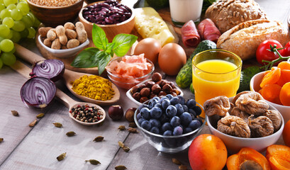 Assorted organic food products on the table