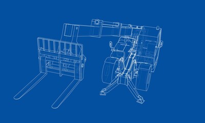 Forklift concept. 3d illustration