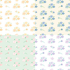 Floral vector seamless pattern set 