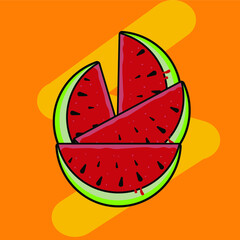 Slices of watermelon .Vector illustration