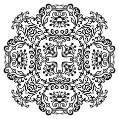 Vector black floral ethnic ornamental illustration