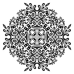 Vector black floral ethnic ornamental illustration