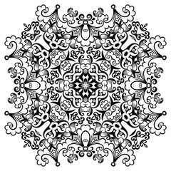 Vector black floral ethnic ornamental illustration