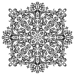 Vector black floral ethnic ornamental illustration