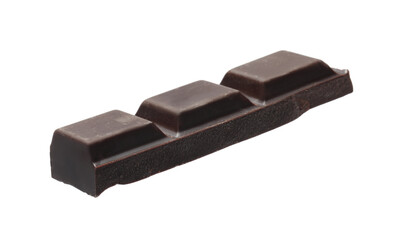 Piece of delicious dark chocolate isolated on white