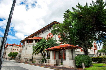 Beautiful  old city St Augustine  street and buildings
