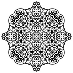 Vector black floral ethnic ornamental illustration