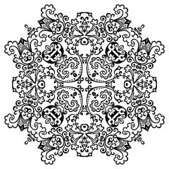 Vector black floral ethnic ornamental illustration