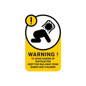 Warning Label &ndash; Plastic Bag Suffocation Hazard Sign Vector